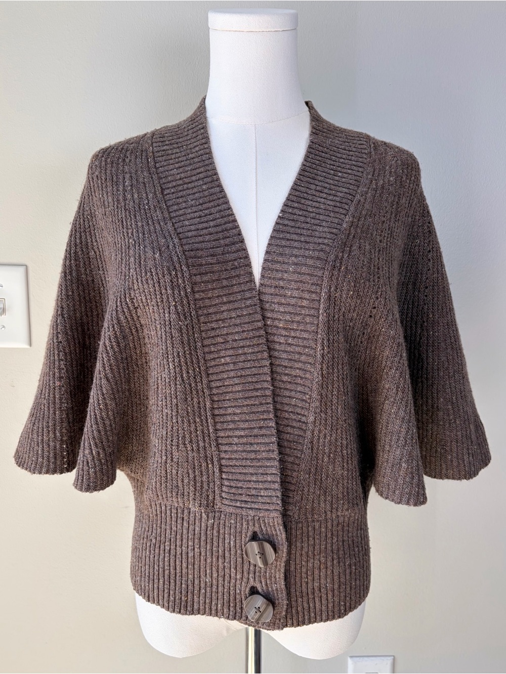 Moth Anthropologie Brown Wool Blend Batwing  Dolman Sleeve Cardigan Sweater